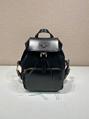 Kitlife Prada Re-Nylon and brushed leather backpack Black - 20.5 x 25 x 11.5 cm - 1