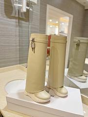 kitlife GIVENCHY Shark Lock Leather Knee-high Boots In Beige - 000 - 1