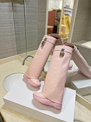 kitlife GIVENCHY Shark Lock Leather Knee-high Boots In Pink - 000 - 2