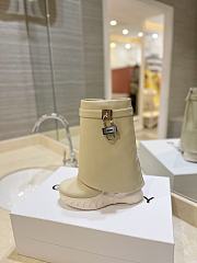 kitlife GIVENCHY Shark Lock Leather Knee-short Boots In Beige - 000 - 2