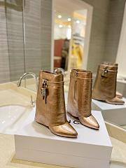 kitlife GIVENCHY Shark Lock Calfskin Leather Knee-short Boots In Gold- 0001 - 1