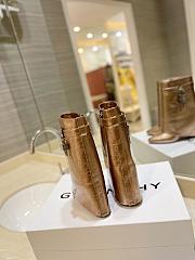 kitlife GIVENCHY Shark Lock Calfskin Leather Knee-short Boots In Gold- 0001 - 4