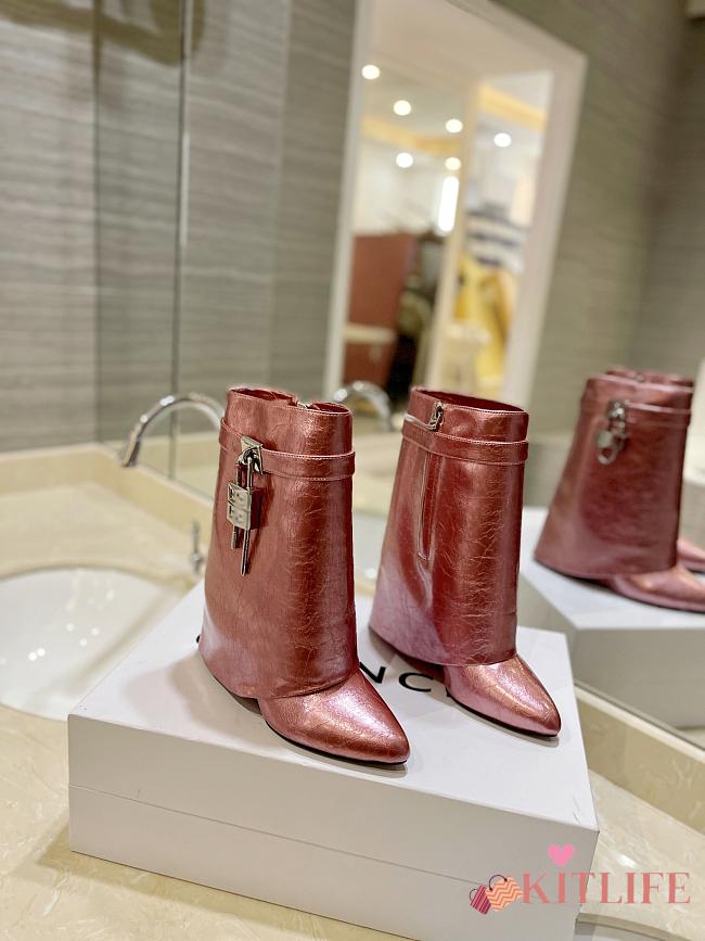 kitlife GIVENCHY Shark Lock Calfskin Leather Knee-short Boots In Pink - 0001 - 1