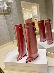 kitlife GIVENCHY Shark Lock Calfskin Leather Knee-hight Boots In Pink - 0001 - 4
