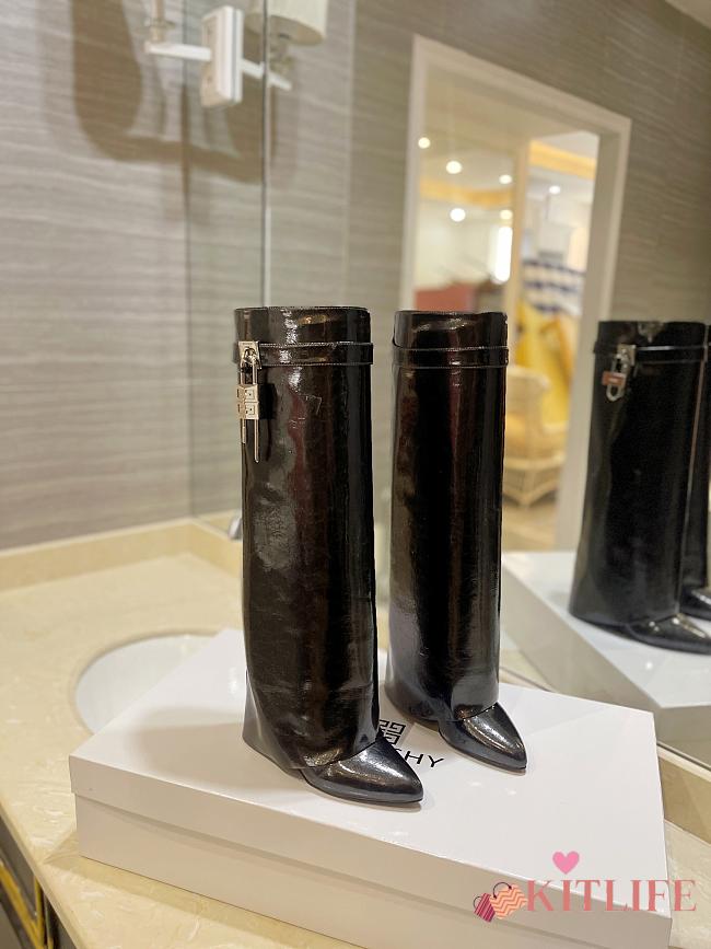 kitlife GIVENCHY Shark Lock Calfskin Leather Knee-hight Boots In Black - 0001 - 1