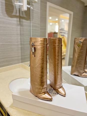 kitlife GIVENCHY Shark Lock Calfskin Leather Knee-hight Boots In gold - 0001