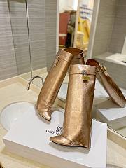 kitlife GIVENCHY Shark Lock Calfskin Leather Knee-hight Boots In gold - 0001 - 2
