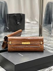 Kitlife SAINT LAURENT Manhattan embellished leather clutch bag brown - 31 x 14 x 3 cm - 5