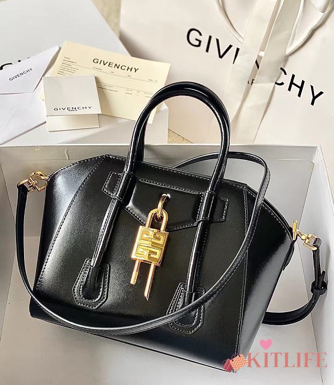 Kitlife Givenchy Antigona Lock leather top bag Black - 29 x 18 x 13 cm - 1