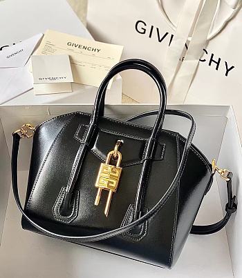 Kitlife Givenchy Antigona Lock leather top bag Black - 29 x 18 x 13 cm