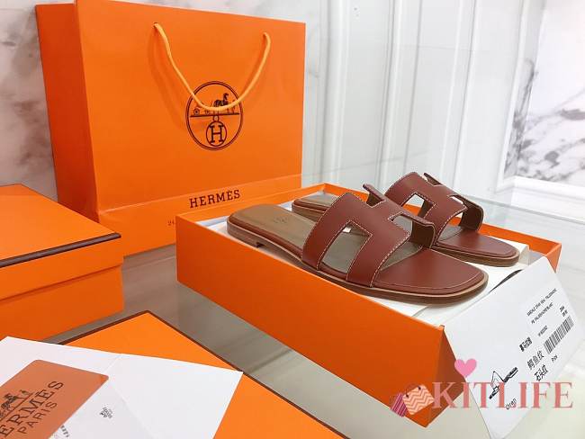 kitlife Hermes Sandal Brown - 1