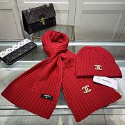 Chanel Knit Hat & Scarf Set red - 3