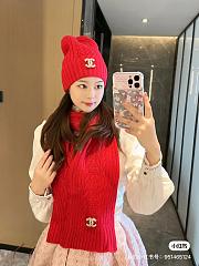 Chanel Knit Hat & Scarf Set red - 2