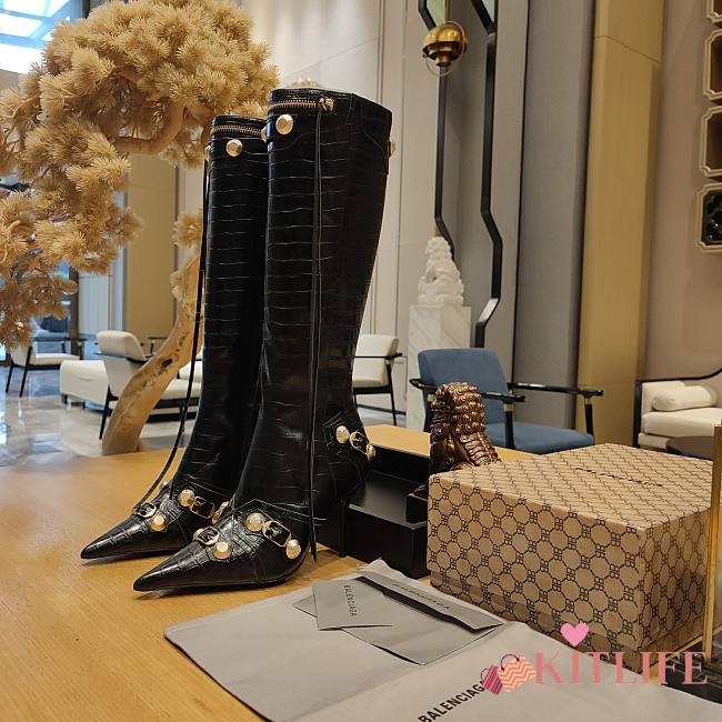 kitlife BALENCIAGA Le cagole leather heel boots black  - 1