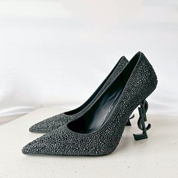 kitlife YSL Crystal Embellished Pump black  Heels 10cm