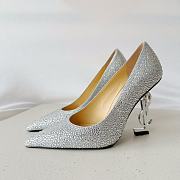 kitlife YSL Crystal Embellished Pump white Heels 10cm - 1