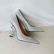 kitlife YSL Crystal Embellished Pump white Heels 10cm - 2