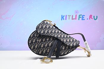 KITLIFE DIOR SADDLE BAG WITH STRAP Blue Dior Oblique Jacquard - 25.5 x 20 x 6.5 cm