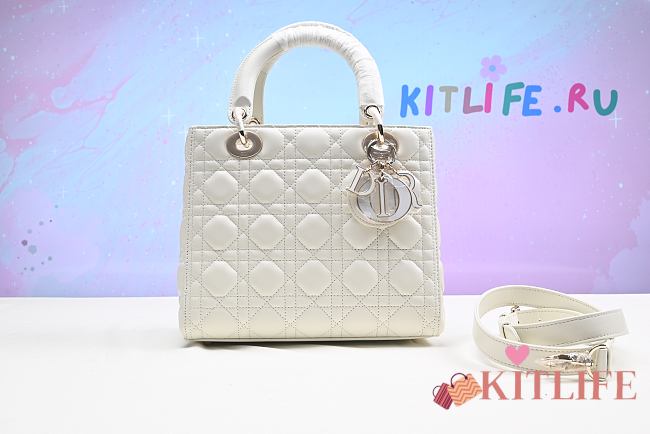 Kitlife Lady Dior white bag light gold buckle - 24x20x11cm - 1