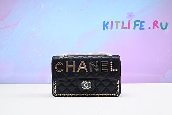 Kitlife Chanel Classic Flap Bag Letters Sheepskin Black – 23x14x7cm