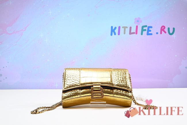 Kitlife Balenciaga Hourglass WOC Crocodile Gold - 19 cm - 1