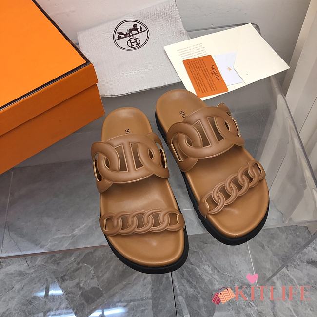 Kitlife Hermès Extra Techno Sandal Naturel Calfskin brown - 1