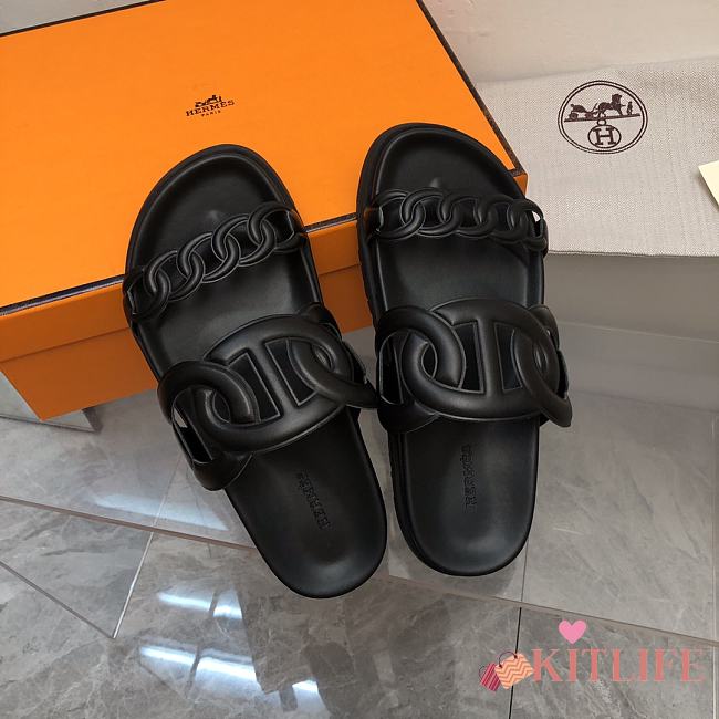 Kitlife Hermès Extra Techno Sandal Naturel Calfskin black - 1