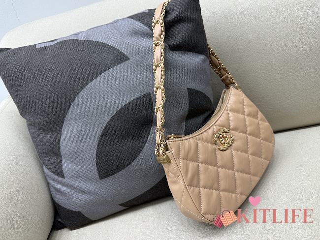 kitlife chanel hobo bag beige - 23.5x5x13.5 cm - 1