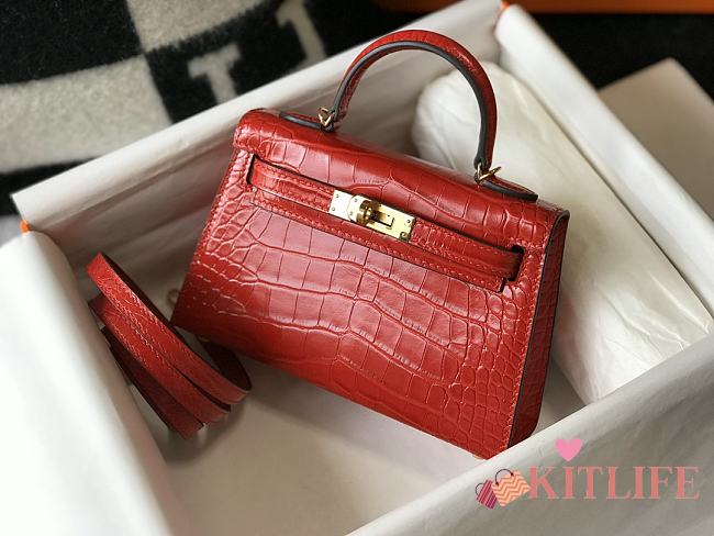 Kitlife Hermes Mini Shiny red bag - 19 cm - 1