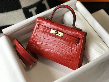 Kitlife Hermes Mini Shiny red bag - 19 cm