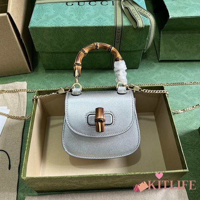 kitlife Gucci Bamboo 1947 silver mini bag - 18.5x12x 5.5 cm - 1