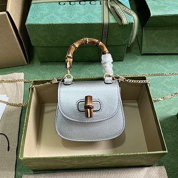 kitlife Gucci Bamboo 1947 silver mini bag - 18.5x12x 5.5 cm