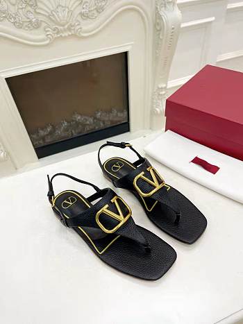 Valentino Garavani Black VLogo Signature Flat Sandals - 000