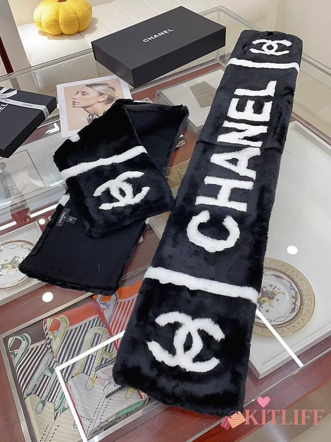 kitlife chanel scart black 20cmx120 cm - 1