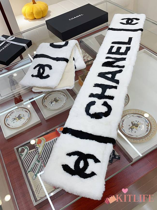 kitlife chanel scart white 20cmx120 cm - 1