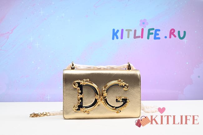 Dolce & Gabbana Girls Shoulder Bag In Napa Leather Gold – 21x5x13.5 cm - 1