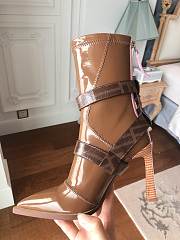 kitlife FENDI Brown Patent Strap Knee Boots - 105 mm heels - 5