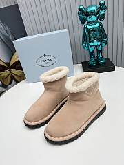 Kitlife Prada Women's Beige Logo-appliqué Padded Ankle Boot - 4