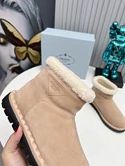 Kitlife Prada Women's Beige Logo-appliqué Padded Ankle Boot - 5