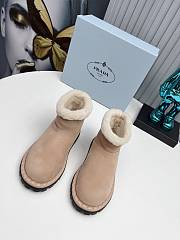 Kitlife Prada Women's Beige Logo-appliqué Padded Ankle Boot - 6