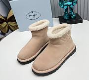 Kitlife Prada Women's Beige Logo-appliqué Padded Ankle Boot - 1