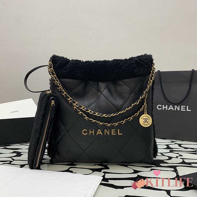 kitliife Chane 22 black leather bag - 30x30x8 cm - 1