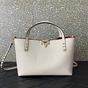 Kitlife VALENTINO GARAVANI white Rockstud Small Leather Tote Bag - 28x20x8 cm - 1