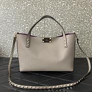 Kitlife VALENTINO GARAVANI gray Rockstud Small Leather Tote Bag - 28x20x8 cm - 1