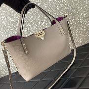 Kitlife VALENTINO GARAVANI gray Rockstud Small Leather Tote Bag - 28x20x8 cm - 4