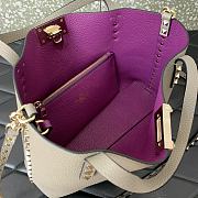 Kitlife VALENTINO GARAVANI gray Rockstud Small Leather Tote Bag - 28x20x8 cm - 3