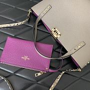 Kitlife VALENTINO GARAVANI gray Rockstud Small Leather Tote Bag - 28x20x8 cm - 2