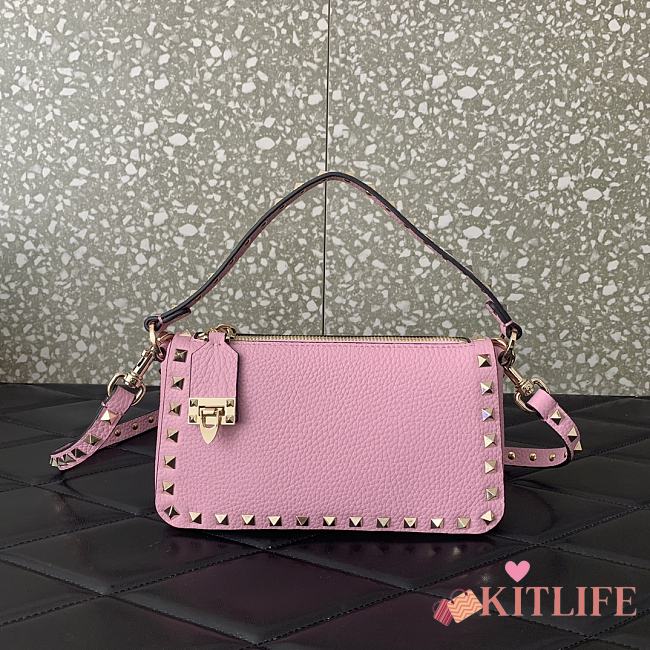 Kitlife Valentino Garavani Rockstud Leather Shoulder Bag pink - 19x13x7cm - 1