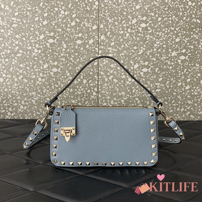 Kitlife Valentino Garavani Rockstud Leather Shoulder Bag blue - 19x13x7cm - 1