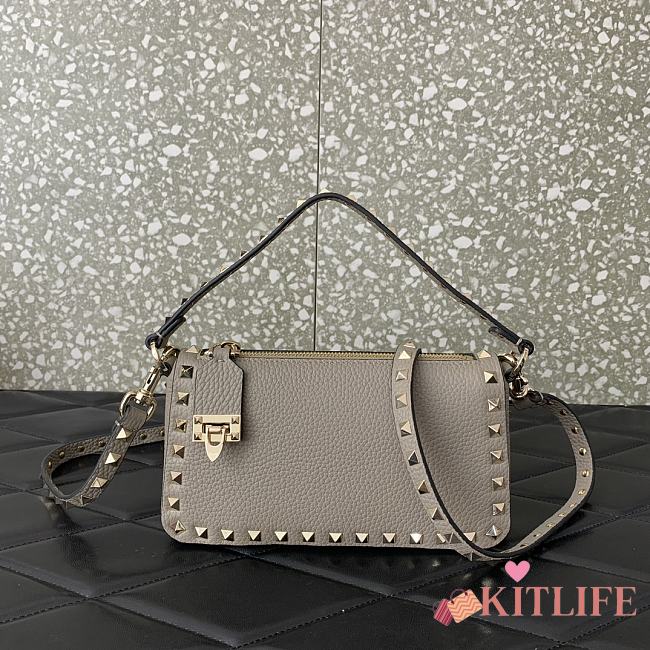 Kitlife Valentino Garavani Rockstud Leather Shoulder Bag gray - 19x13x7cm - 1